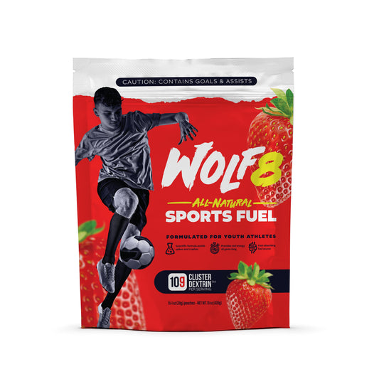Wolf8 RED. Cluster Dextrin powered Youth Sports pregame Fuel Powder; MOST POPULAR pack (15 Pouches)