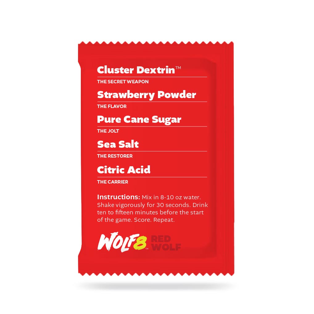 Wolf8 RED. Cluster Dextrin powered Youth Sports pregame Fuel Powder; MOST POPULAR pack (15 Pouches)